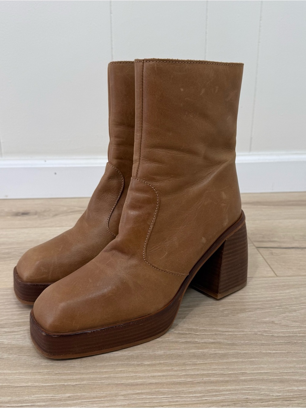 Free People Brown Ruby Leather Platform Boot